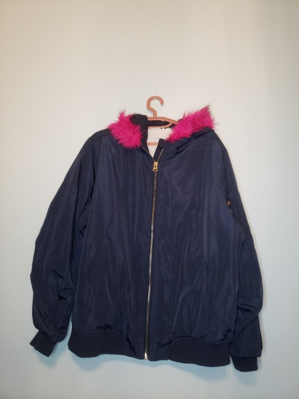 Angel Kiss Women's Plus Size 3X Zip Up Jacket Pink Faux Fur Hoode Long Sleeve